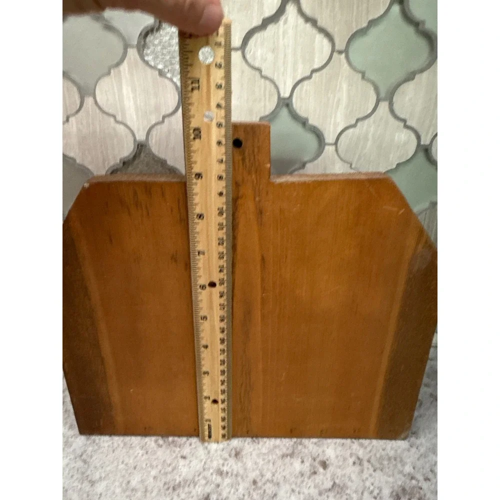 Vintage Primitive Wooden House Shelf Folk Art Farmhouse Wall Decor Blue Orange